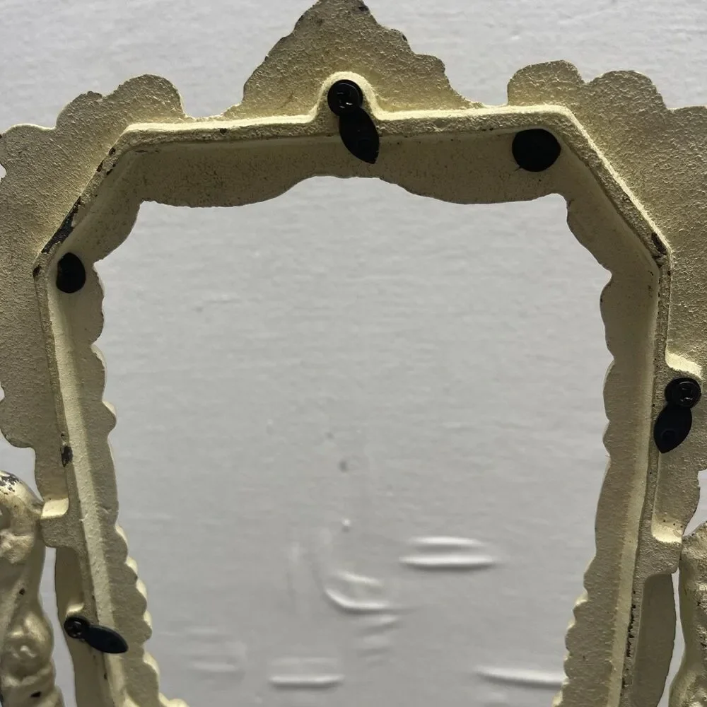 Vintage Cast Iron Mirror/Picture Frame Vanity Tabletop Pedestal Victorian Ornate